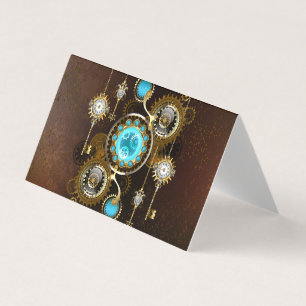 Steampunk Rusty Background med Turquise Lenses Visitkort