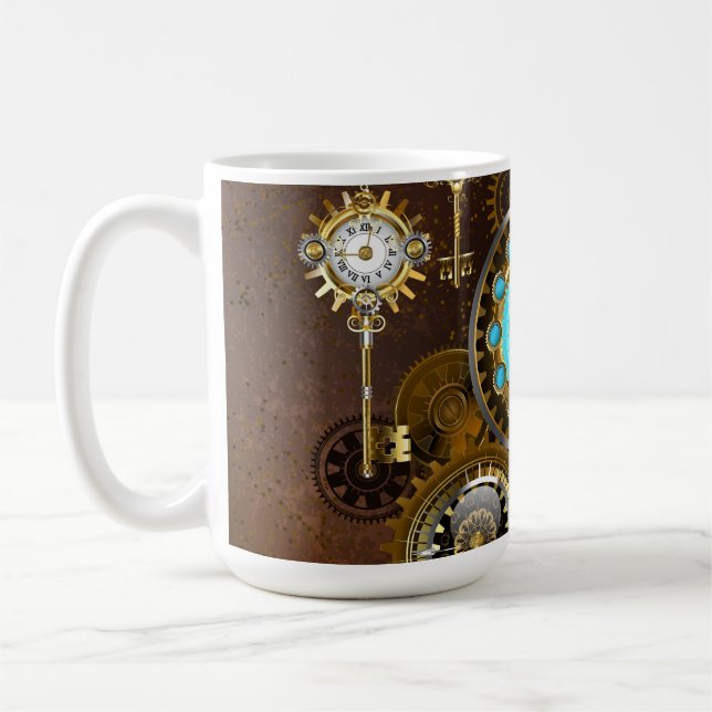 Steampunk Rusty Background with Turquoise Lenses Kaffemugg (Vänster)