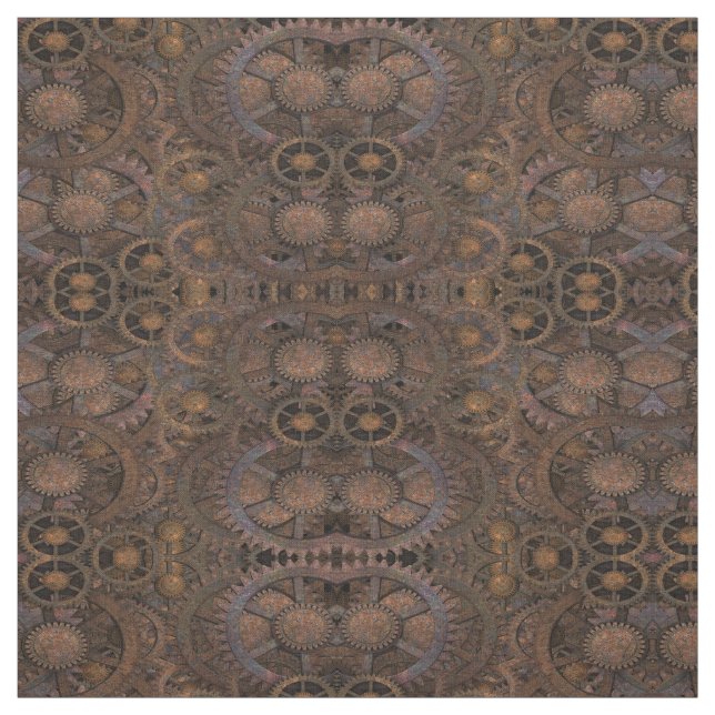 Steampunk Rusty Cogs Fabric Tyg (Provkarta)