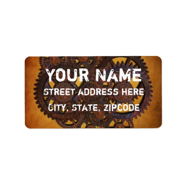 Steampunk Rusty Gears Adressetikett (Framsidan)
