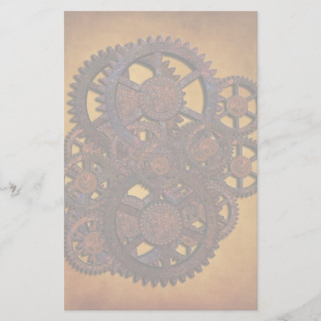 Steampunk Rusty Gears Brevpapper (Framsida)