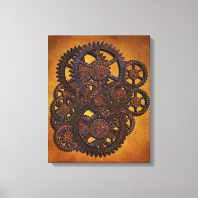 Steampunk Rusty Gears Canvastryck (Framsida)
