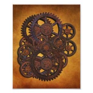Steampunk Rusty Gears Fototryck