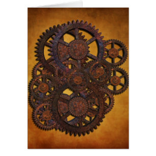 Steampunk Rusty Gears Hälsningskort