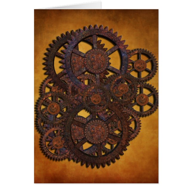 Steampunk Rusty Gears Hälsningskort (Framsidan)