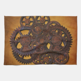 Steampunk Rusty Gears Kökshandduk