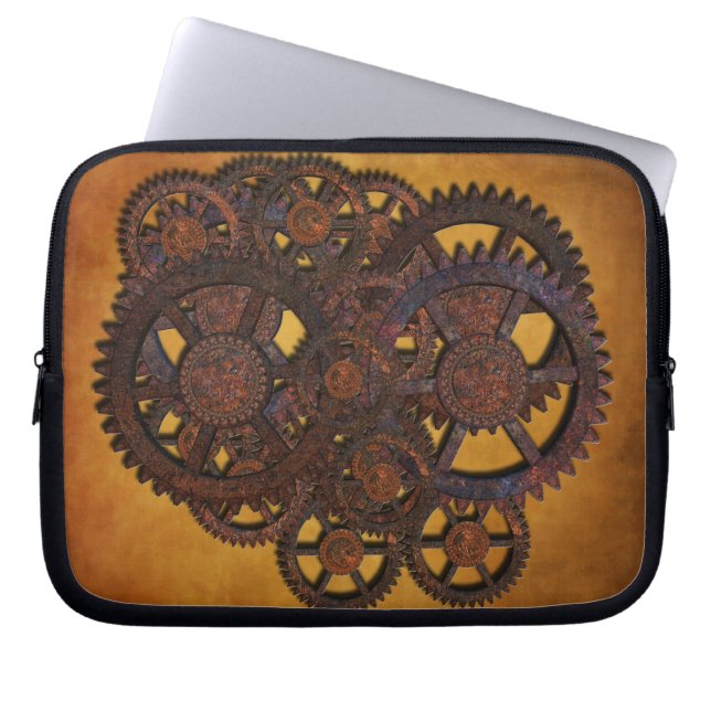 Steampunk Rusty Gears Laptop Fodral (Framsidan)