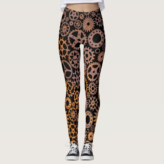 Steampunk Rusty Gears Leggings (Framsida)