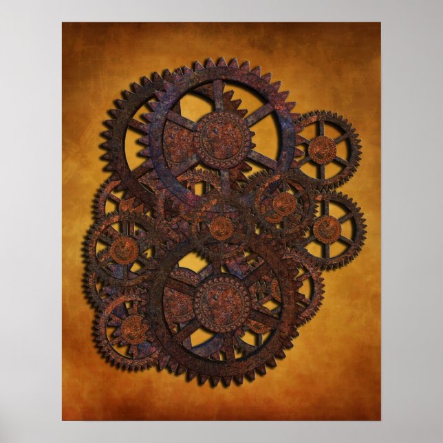 Steampunk Rusty Gears Poster (Framsidan)