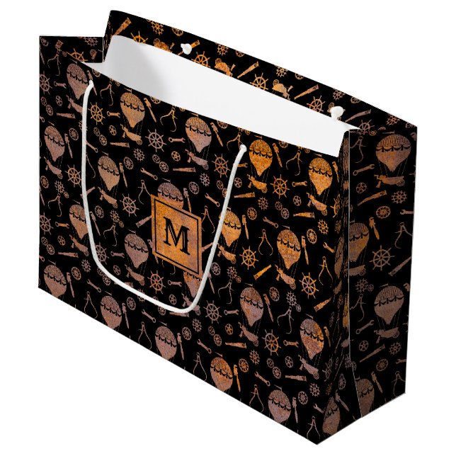 Steampunk Rusty Luftballongs Monogram Block (Framsidan Vinklad)