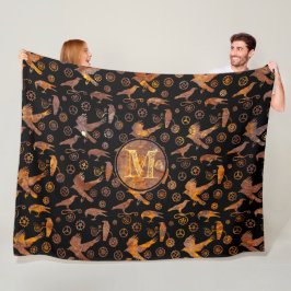 Steampunk Rusty Steel Gears and Kråkas Monogram Fleecefilt