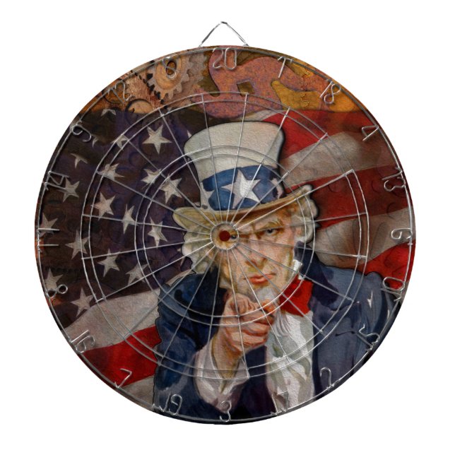 Steampunk Sam Patriotic US Flagga Design Piltavla (Framsidan)