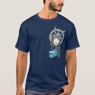 Steampunk Samuraiflicka med draken Tee