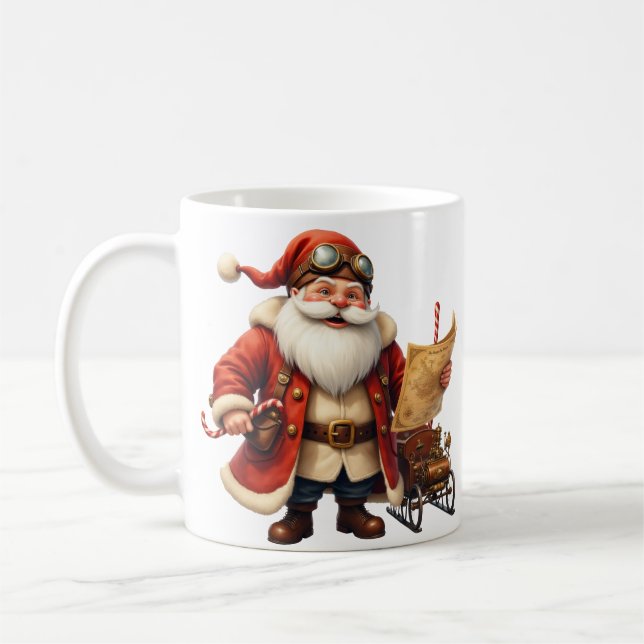 Steampunk Santa Claus – Vintage Christmas Adventur Kaffemugg (Vänster)