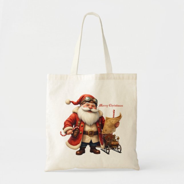 Steampunk Santa Claus – Vintage Christmas Adventur Tygkasse (Framsidan)