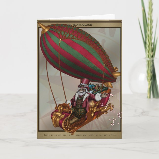 Steampunk Santa hälsningkort Helgkort (Framsida)