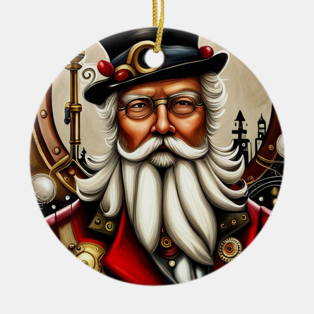 Steampunk Santa Julgransprydnad Keramik (Framsidan)