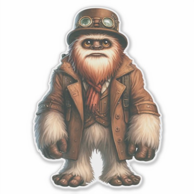 Steampunk Sasquatch Transparent Sticker Klistermärken (Framsida)