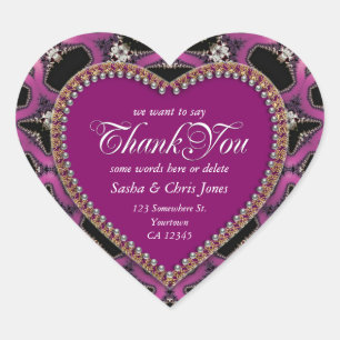 Steampunk Sassy Rosa Tack Kärlek Heart Stickers Hjärtformat Klistermärke