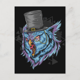 Steampunk Scary Uggla Vykort