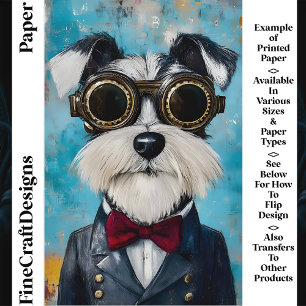 Steampunk Schnauzer Hund Bow Tie Z9 Skrapbok Pappe