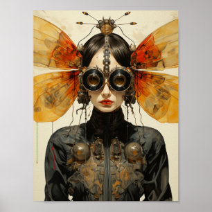 Steampunk Scifi Insekt Woman Poster