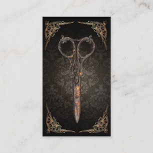 Steampunk Scissor Vintage Damask Hair Stylist Lojalitetskort