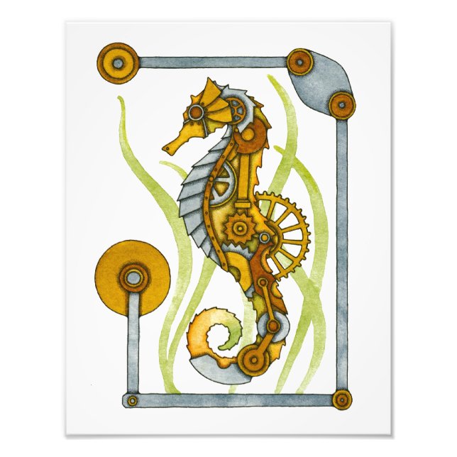 Steampunk Seahorse Fototryck (Framsidan)