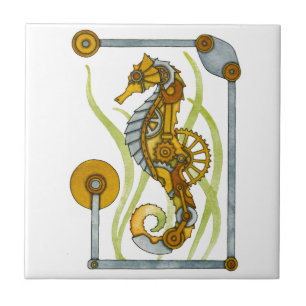 Steampunk Seahorse Kakelplatta