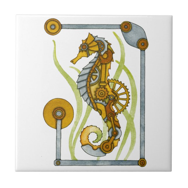 Steampunk Seahorse Kakelplatta (Framsidan)