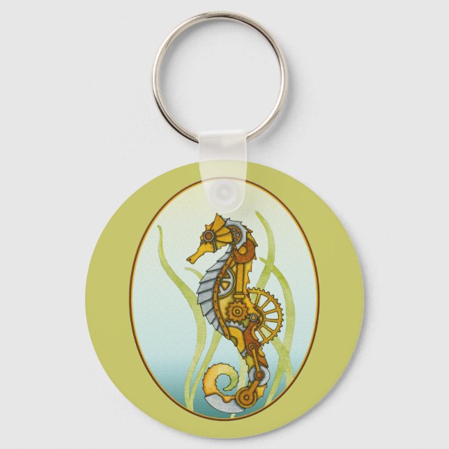 Steampunk Seahorse Nyckelring (Framsida)