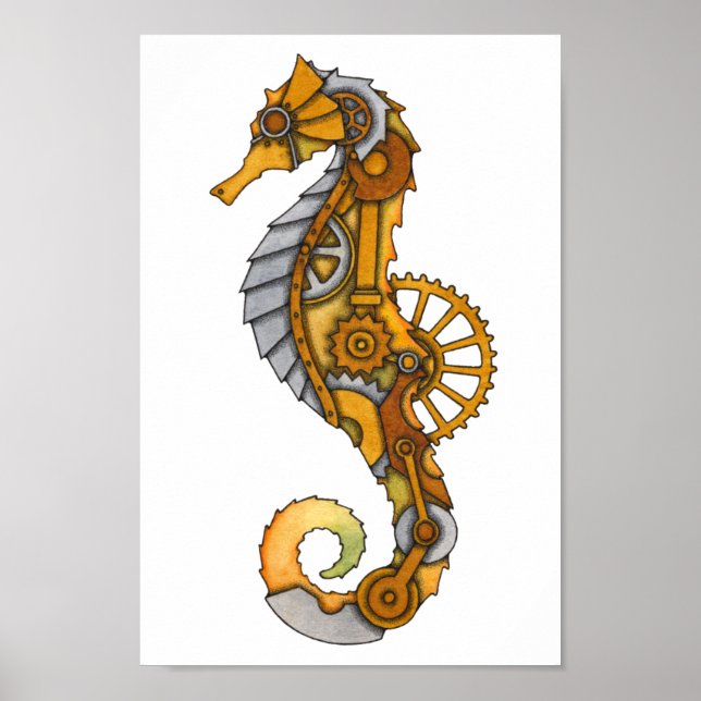 Steampunk Seahorse Poster (Framsidan)