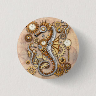 Steampunk Seahorse Vintage Surreal Art Knapp