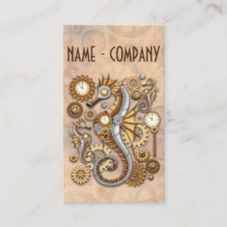 Steampunk Seahorse Vintage Surreal Art Visitkort