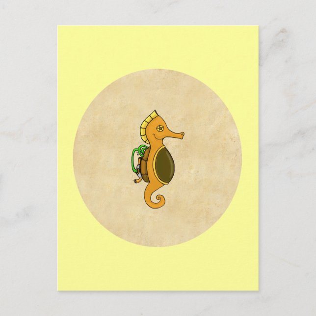 Steampunk Seahorse Vykort (Framsida)