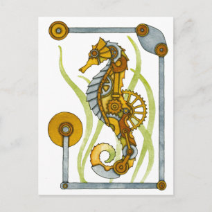 Steampunk Seahorse Vykort