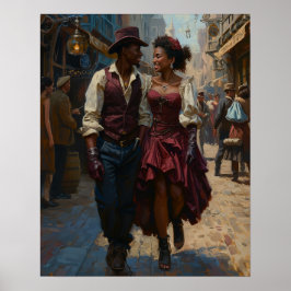 Steampunk Sergranat - Romantic Encounter Watercolo Poster