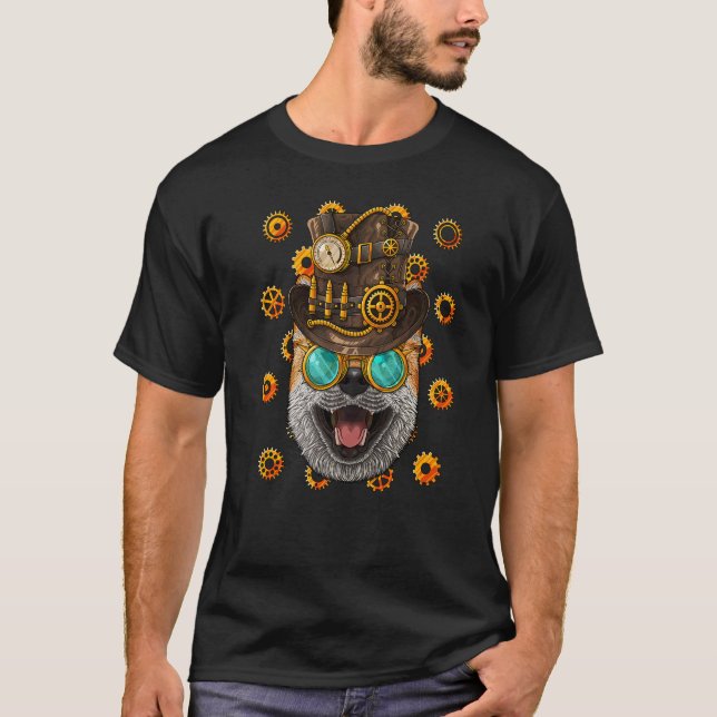 Steampunk Shiba Inu Hund Medieval Victorian Steam  T Shirt (Framsida)