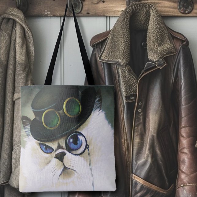 Steampunk Siamese Persian Cat Tygkasse (Skapare uppladdad)