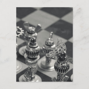 Steampunk Silver Chess Figur Delarare Vykort
