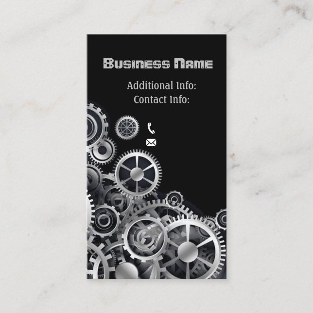 Steampunk Silver Gears 2 Visitkort (Framsida)