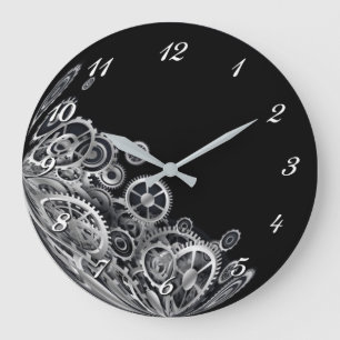 Steampunk silver utrustar rundaväggen tar tid på stor klocka