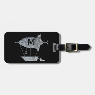 Steampunk Silver Zinc Airship Anpassningsbar Monog Bagagebricka
