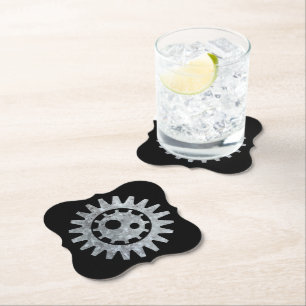 Steampunk Silver Zinc Gear I Underlägg Papper