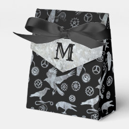 Steampunk Silver Zinc-växlar och Kråkor Monogram Presentaskar
