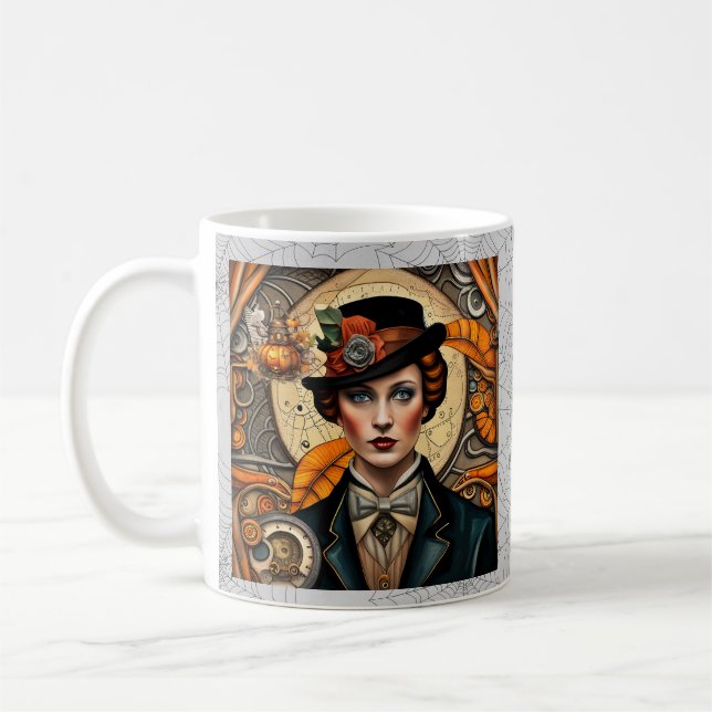 Steampunk Siren av Halloween Kaffemugg (Vänster)