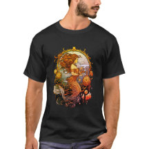 Steampunk Sjöjungfru Bild på en Svart SS T-Shirt