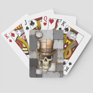 Steampunk skalle som leker kort spel kort