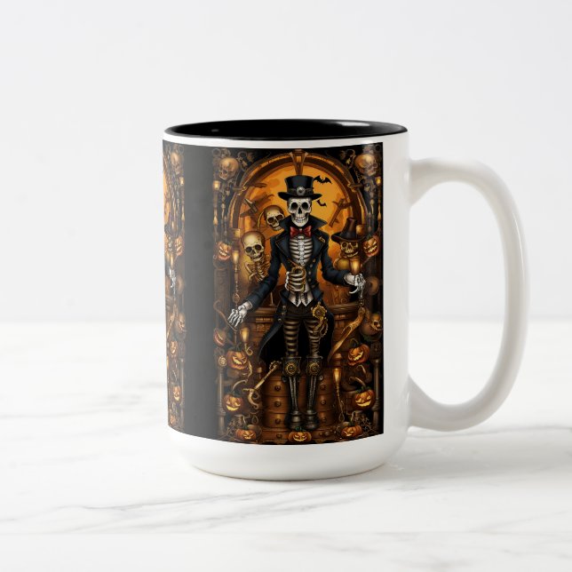 Steampunk Skeleton 2 Två-Tonad Mugg (Höger)
