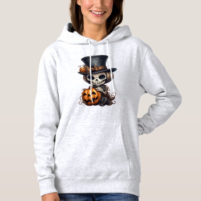 Steampunk Skeleton Hoodie T Shirt (Framsida)